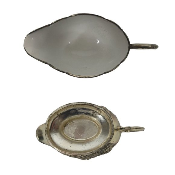 Vintage Cream Sugar Set Roses Floral Scalloped Edges Tray Enamel Interior Japan - Picture 6 of 11